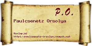 Paulcsenetz Orsolya névjegykártya